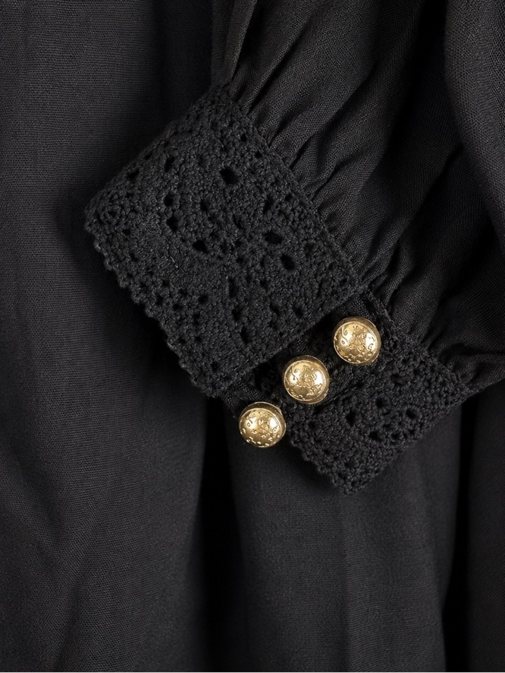 Ego Embroidered Peasant Blouse Cardigan Black Floral Boho Tie Front Top Small - Picture 5 of 6